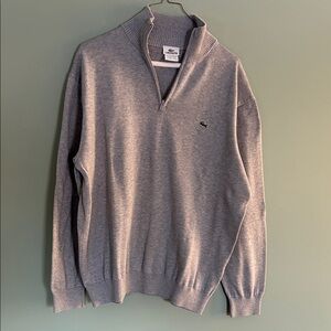 Lacoste Men's Zip-Up Sweater in Gray size 7(2xl)